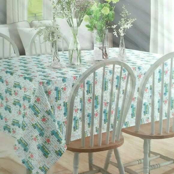 Gardenia Grove Other - Fabric Tablecloth Flower Delivery Truck Floral 60 Inch Round